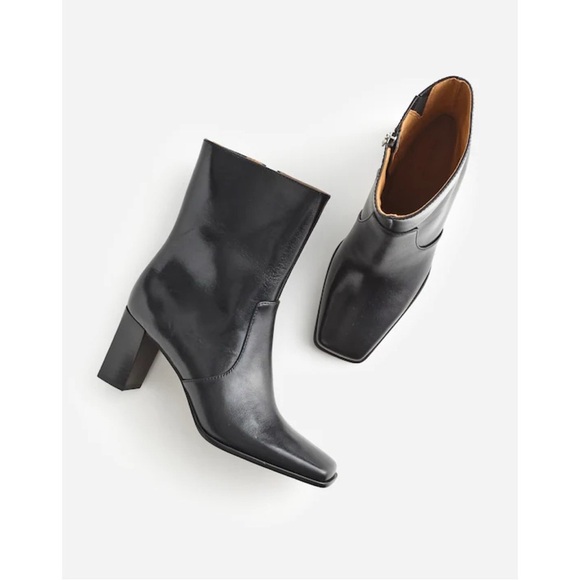 New Madewell The Zane Ankle Boot Black Leather Block Heel Square Classic US 11 - Picture 12 of 12